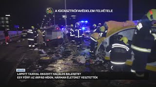 Lopott taxival okozott halálos balesetet egy férfi az Árpád hídon [upl. by Pedaiah]