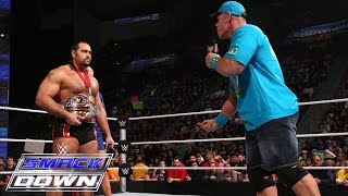 John Cena comes facetoface with Rusev SmackDown January 29 2015 [upl. by Ayotak]