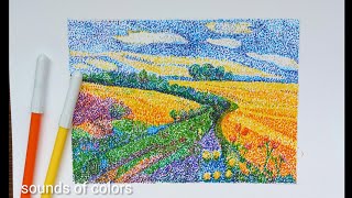 pointillism drawing nature  pointillism for beginners [upl. by Ferrick]