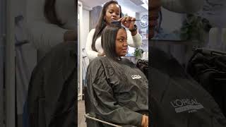 Japanese hair straightening on afro hair regrowth application hair [upl. by Wesley317]