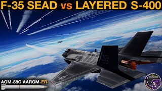 F35 With AGM88G vs Layered S400 SA21 SA22 SA19 SA18 SAM Network WarGames 115  DCS [upl. by Quartus]