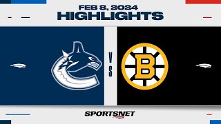 NHL Highlights  Canucks vs Bruins  February 8 2024 [upl. by Eednus829]