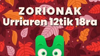 ZORIONAK ZURI  URRIAREN 12TIK 18RA  MAKUSI KLUBA [upl. by Kunz]