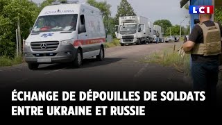 LCI sur le terrain  échange de dépouilles de soldats entre Ukraine et Russie [upl. by Suellen]