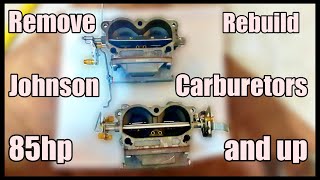 Removing and Rebuilding Carburetors on a 1976 Johnson 85hp Outboard Motor [upl. by Artap41]