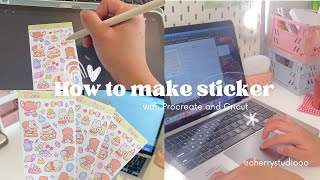 How to make a sticker sheet with Procreate and Cricut 🍞🌷🍄 [upl. by Ettenad225]