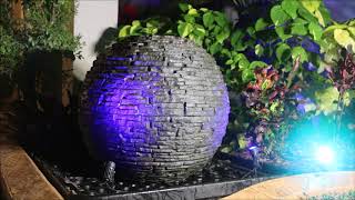 DIY Aquascape Stacked Slate Sphere Landscape Fountain Install [upl. by Ahsym]