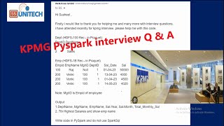 5 kpmg pyspark interview question amp answer  databricks scenario based interview question amp answer [upl. by Eimmat]