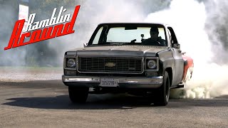 Burnouts in Chevy C10 Muscle Truck Project  Cammed 53  RamblinAround [upl. by Nylasor431]