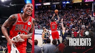 HIGHLIGHTS Chicago Bulls beat Pacers 132129 in OT behind DeMar DeRozans 46 points [upl. by Yrreiht]