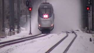 Acela Express kicking up piles of snowKingston [upl. by Retniw]