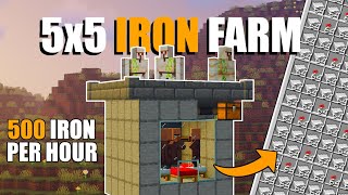 Minecraft EASIEST Iron Farm  500 Iron Per Hour  119120 [upl. by Haughay]