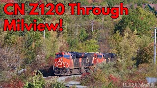 CN 3155 Leads a Slow Z120 Through Millview Curve NS [upl. by Yhtommit841]