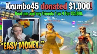 Tfue Accepts 1v4 Challenge for 3000 from Random Fan [upl. by Marba999]