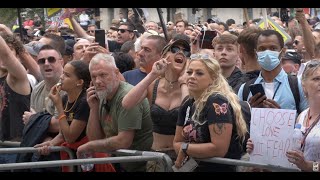 Tennis balls thrown into Downing Street during latest March for Freedom in London [upl. by Maharg]