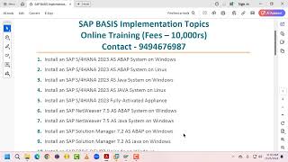 SAP BASIS IMPLEMENTATION TOPICS [upl. by Morie949]