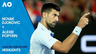 Novak Djokovic v Alexei Popyrin Highlights  Australian Open 2024 Second Round [upl. by Pincince]