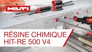 Résine chimique HITRE 500 V4  pose de fers en profondeur avec mèche creuse et embout à injection [upl. by Denzil]