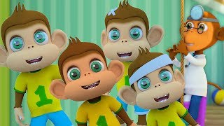 fem små aper  Barnesanger på Norsk  aper rim  Five Little Monkeys  Kids Tv Norsk [upl. by Wilfrid]