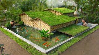 First time try building underground house with grass roof and aquarium [upl. by Simaj]