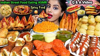 Eating Spicy SamosaPani PuriMaggi NoodlesVeg Cheese Roll Indian Street Food ASMR Eating Mukbang [upl. by Haimirej]