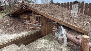 Autonomous underground survival shelter  Dugout built  DIY fireplace [upl. by Celka]