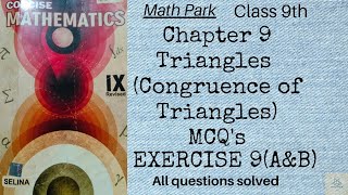 Triangles Congruence of TrianglesCh 9 MCQs Class 9 ICSE Concise Selina [upl. by Elaina]