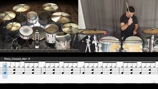 Sharp Dressed Man ZZTOP DRUM COVER SCORE [upl. by Anstus287]