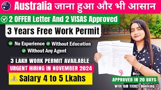 Australia 🇦🇺 Free Work Permit Visa 2024  Approved Within 2 Weeks  Packing and Helper Jobs [upl. by Modeerf]