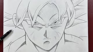 How to draw goku ultra instinct  stepbystep  Easy to draw [upl. by Derfiniw]