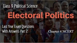 Electoral Politics Extra Important Questions With Answers CBSE Class 9 Part 2 [upl. by Anitnauq]