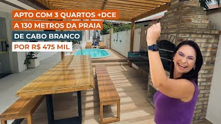 Indisponível🚫Apto com 3 quartos por R 475 Mil a 130 metros da praia em Cabo Branco João Pessoa [upl. by Tabby616]