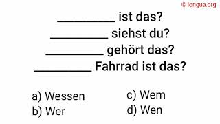 Fragen question wer wen wem wessen who whose qui wer ist das wen kennt er wem dankt er [upl. by Arimat]