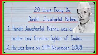 20 Lines Essay On Pandit Jawaharlal Nehru In English l Essay On Jawaharlal Nehru l Childrens Day l [upl. by Marlon2]