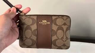 COACH Pebble Double Corner Zip Wristlet 53090  Review [upl. by Ardek]