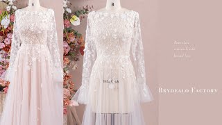 Pearl Flower Tulle Aline Wedding Dress with Separate Robe｜15018 [upl. by Rianon]