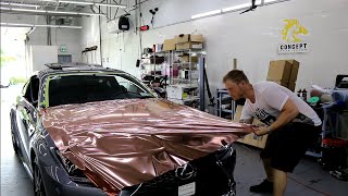 HOW TO WRAP A HOOD  BONNET IN CHROME  Lexus RC 300 With Close Up Corners [upl. by Aliza49]