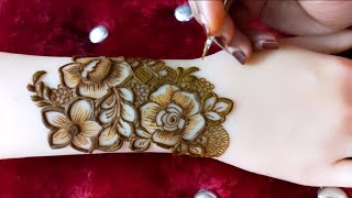 VERY BEAUTIFUL LATEST FLORAL ARABIC HENNA MEHNDI DESIGN FOR BACK HAND  Tais HennaTehseens Henna [upl. by Hamal120]