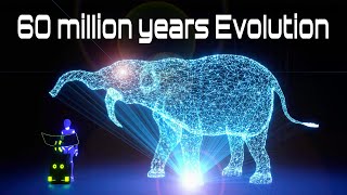 Elephants Evolution in 60000000 years Hologram 3D Animation [upl. by Cristal]