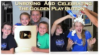 Unboxing and Celebrating Whitneys Golden Play Button  Whitney Bjerken [upl. by Amlus]