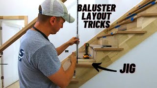 How to Layout Iron Baluster Spacing on Staircase  Wood Tread amp Handrail Spindle Layout [upl. by Ramedlaw212]