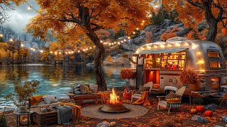 Charming Jazz Guitar Music to Unwind 🍂 Autumn Lakeside Ambience  Peaceful Scenery Dispels Fatigue [upl. by Davies]