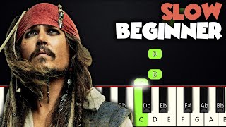 Hes A Pirate  Pirates Of The Caribbean  SLOW BEGINNER PIANO TUTORIAL  SHEET MUSIC by Betacustic [upl. by Thamora]