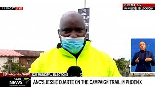 LGE 2021  ANCs Jessie Duarte on the campaign trail in Phoenix amidst DA poster furore [upl. by Lyrpa]