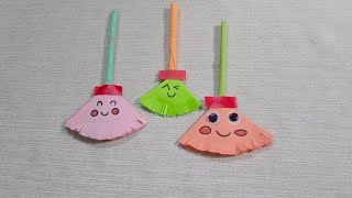 Cute little Paper Broom Paper Broom Diy Paper Crafts Arts and crafts [upl. by Constance569]