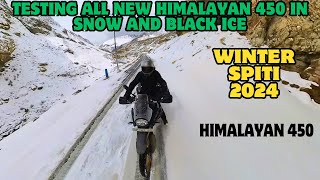 We rode Himalayan 450 on Black Ice and Snow  Winter Spiti 2024  Himalayan 450 [upl. by Halsey]