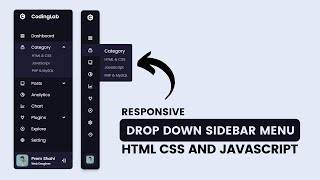 Responsive Dropdown Sidebar Menu using HTML CSS and JavaScript  Side Navigation Bar [upl. by Yreneh]