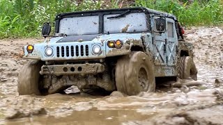 110 Scale HG P408 HUMVEE  MilSpec HUMMER St Muddy Offroad Driving 4X4 RC Car [upl. by Arret660]