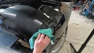 1941 Chevy Truck Restomod Bodywork tapping out two dents front fender sanded to enhance visual [upl. by Notlil]