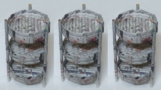 Easy Newspaper Basket Craft  How To Make Paper Basket  Newspaper Craft [upl. by Sirej606]